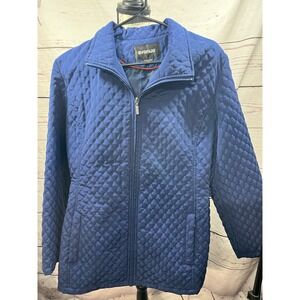 Avenue Womens Plus Size 18/20 Royal Blue Honeycomb Quilted Zip Front Jacket
